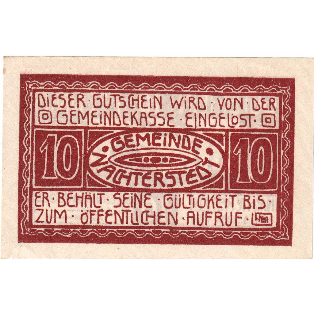 Deutschland, Nachterstedt Gemeinde, 10 Pfennig, usine 3, 1921, 1921-06-01, UNZ-