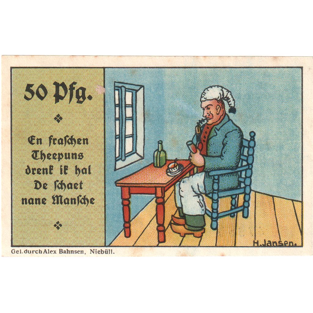Germania, Niebüll Gemeinde, 50 Pfennig, personnage, 1920, 1920-04-20, SPL