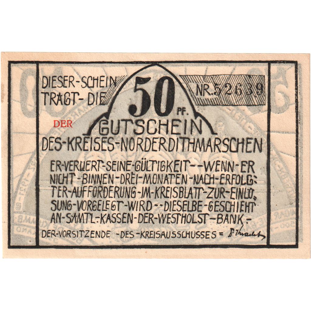 Germania, Norder-Dithmarschen Kreis (Sitz in Heide), 50 Pfennig, personnage 1
