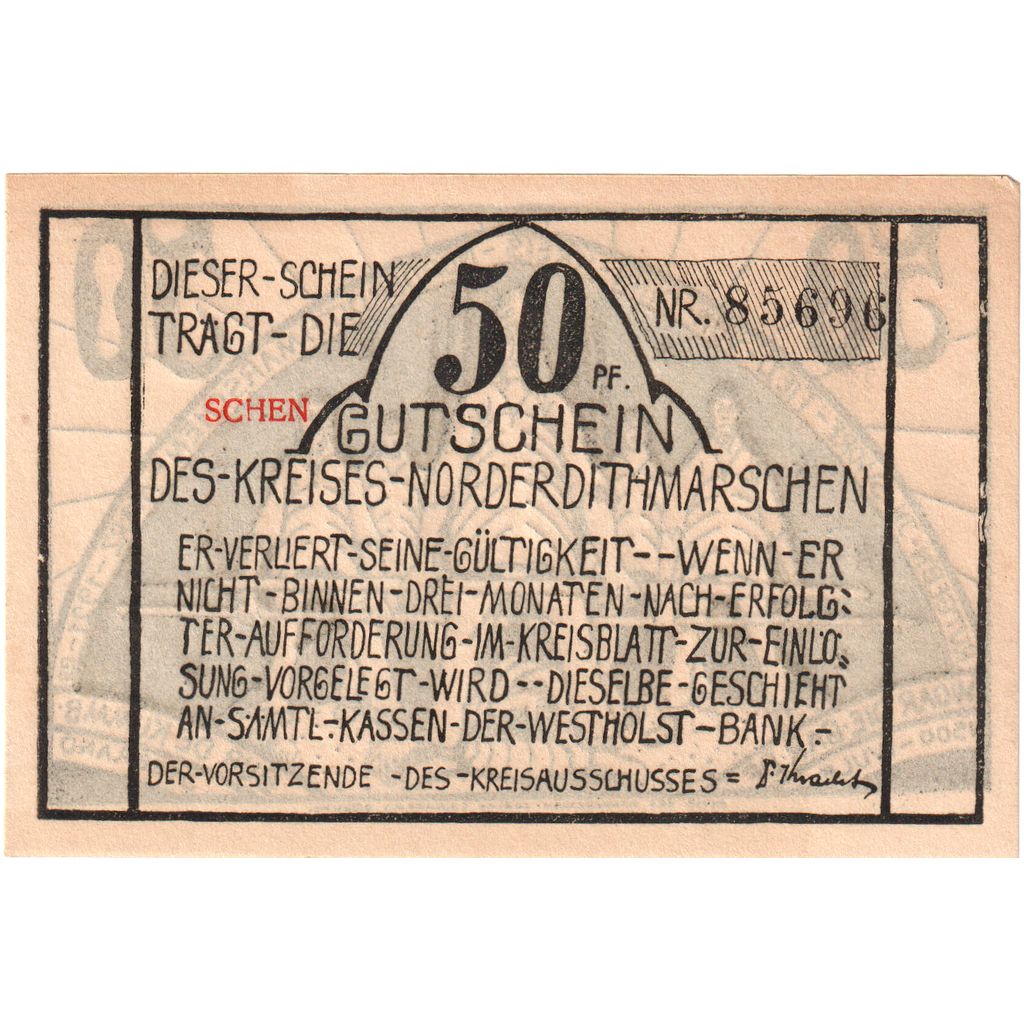 Germania, Norder-Dithmarschen Kreis (Sitz in Heide), 50 Pfennig, personnage 4
