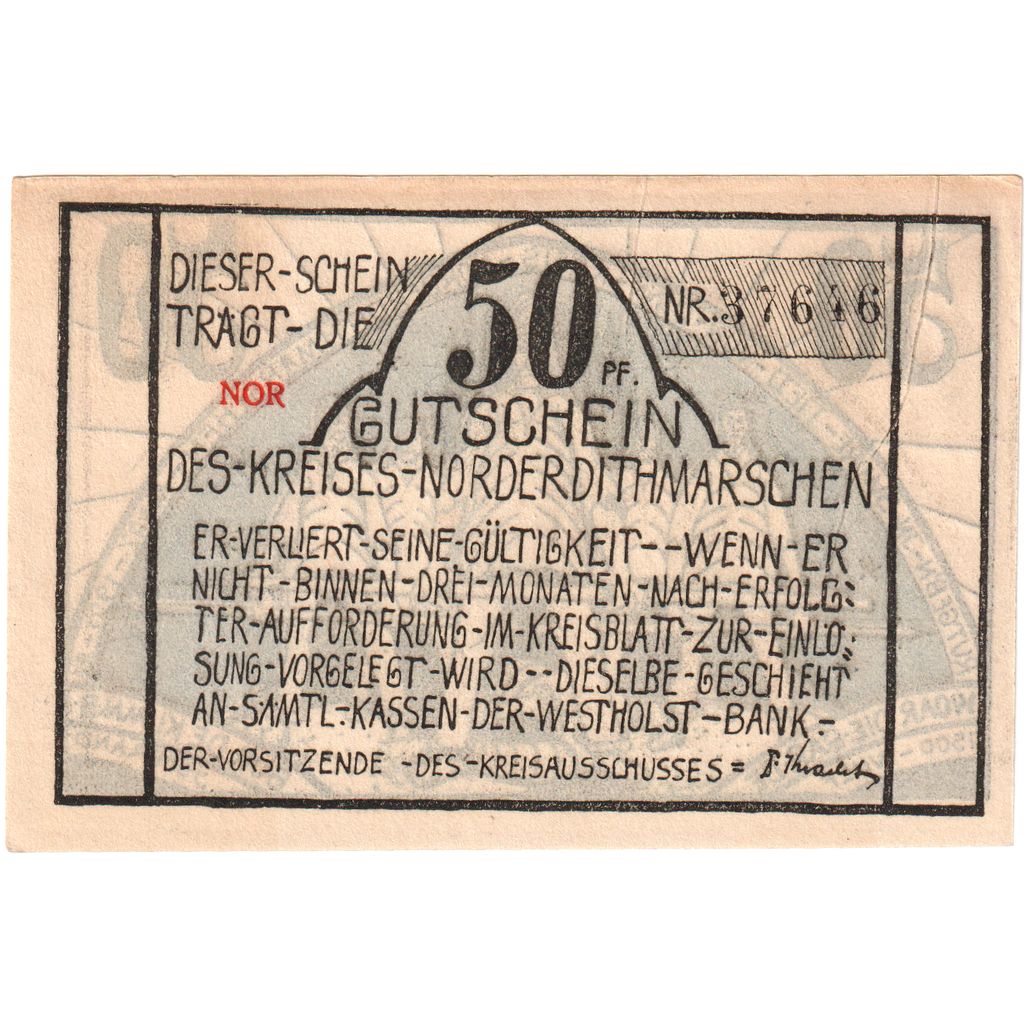 Germania, Norder-Dithmarschen Kreis (Sitz in Heide), 50 Pfennig, personnage 6
