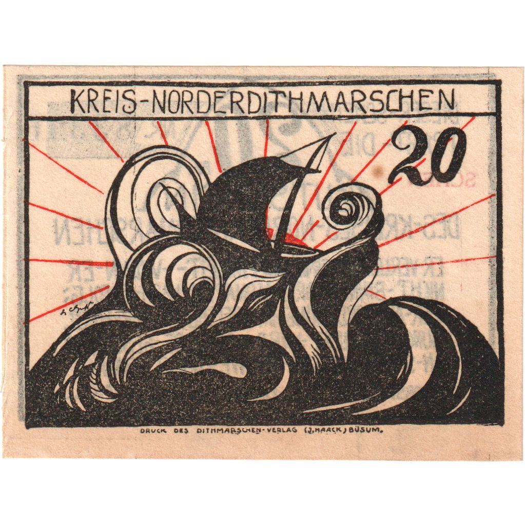 Germany, Norder-Dithmarschen Kreis (Sitz in Heide), 20 Pfennig, bateau 1