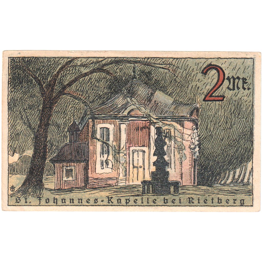 Germania, Rietberg, 2 Mark, paysage, 1921, 1921-05-12, FDS, Mehl:1123.1