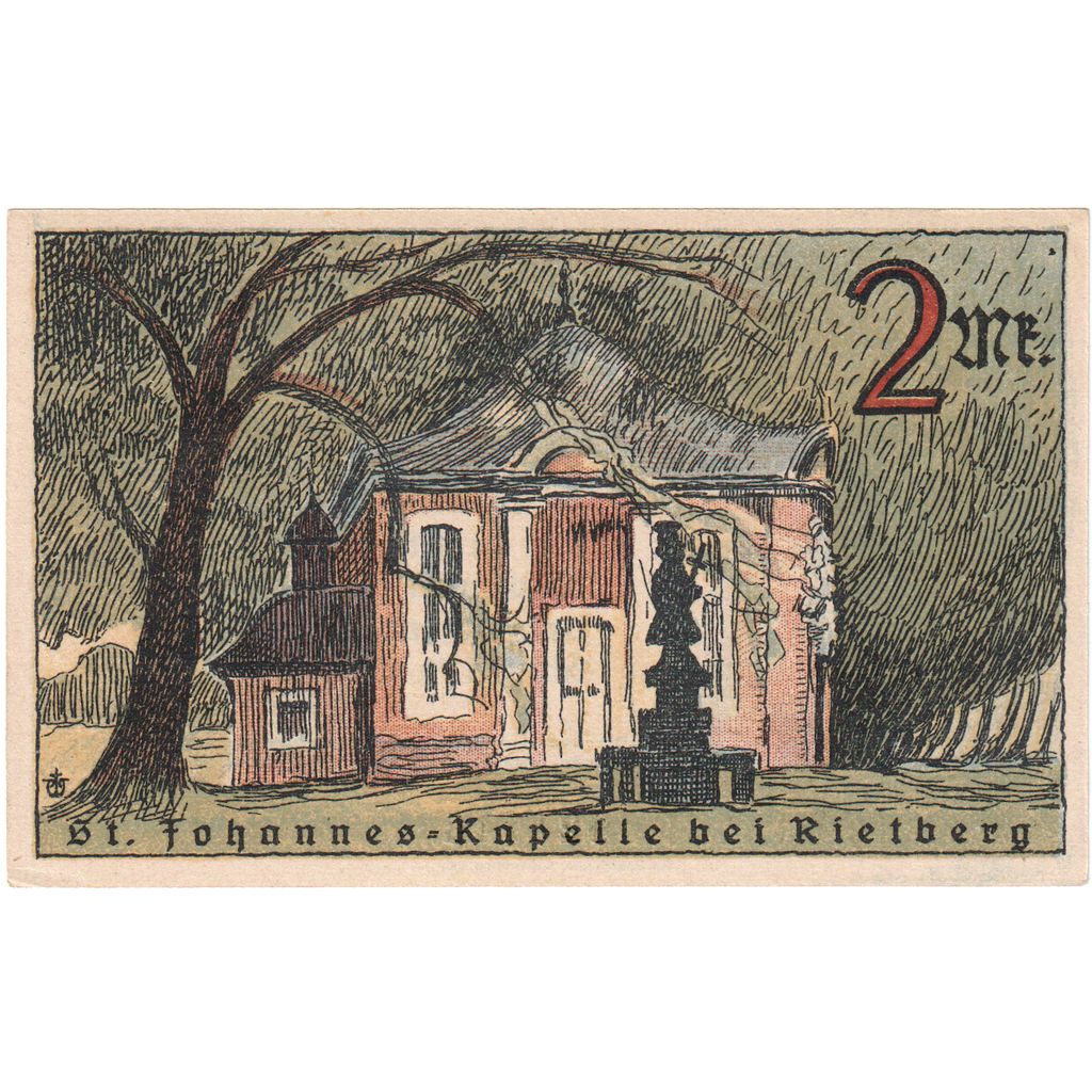 Germania, Rietberg, 2 Mark, paysage 1, 1921, 1921-05-12, FDS, Mehl:1123.1