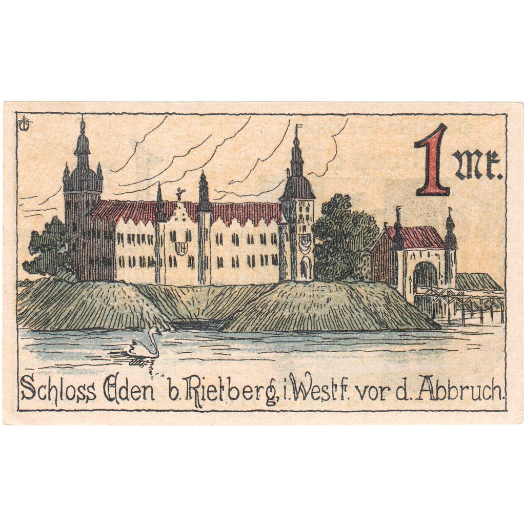 Germania, Rietberg, 1 Mark, paysage, 1921, 1921-05-12, FDS, Mehl:1123.1
