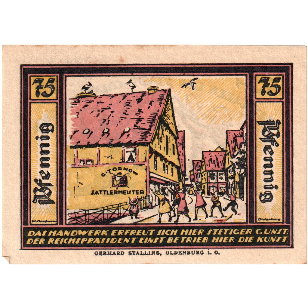 Niemcy, Quakenbrück, 75 Pfennig, rue, 1921, 1921-09-01, UNC(65-70), Mehl:1086