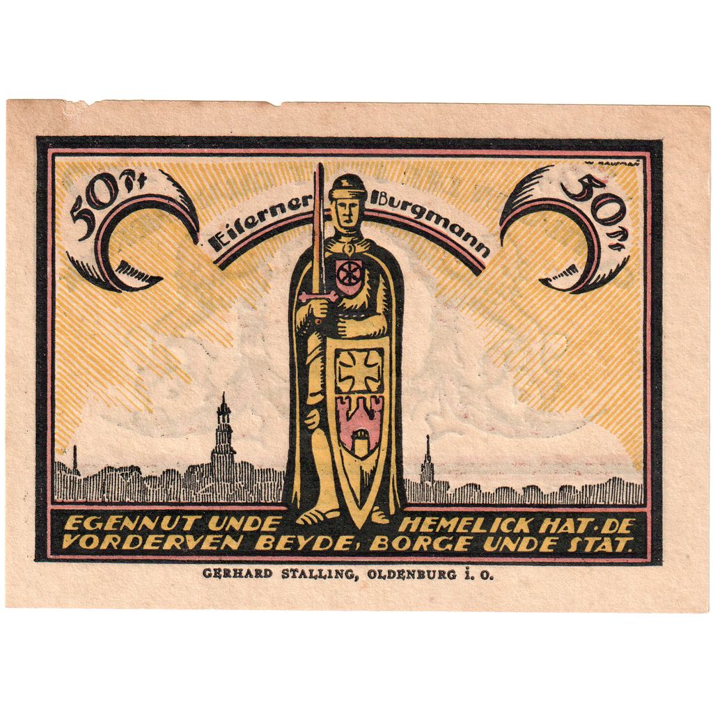 Deutschland, Quakenbrück, 50 Pfennig, personnage, 1921, 1921-09-01, UNZ