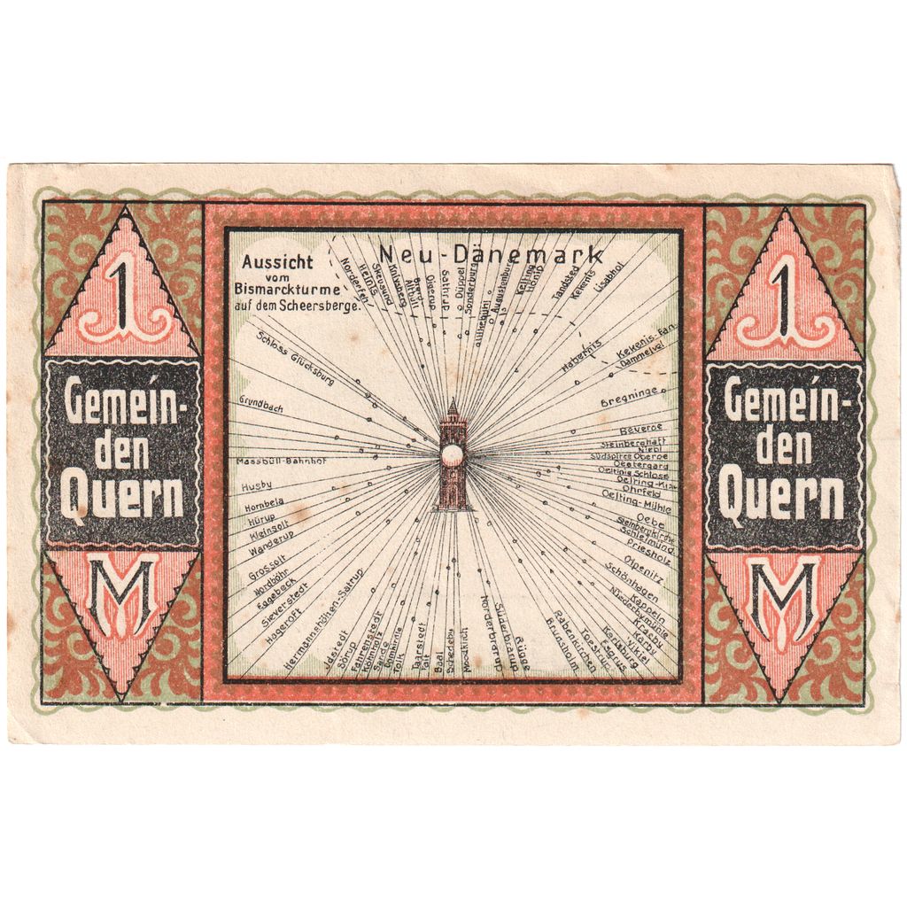 Deutschland, Quern, 1 Mark, village, O.D, UNZ, Mehl:1091.2