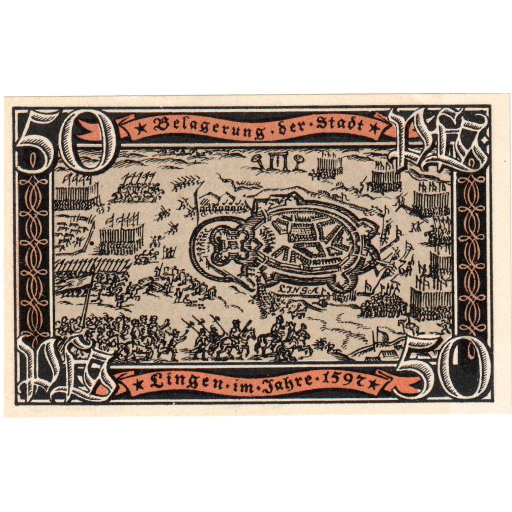 Deutschland, Lingen Stadt, 50 Pfennig, paysage, 1921, 1921-04-01, UNZ-