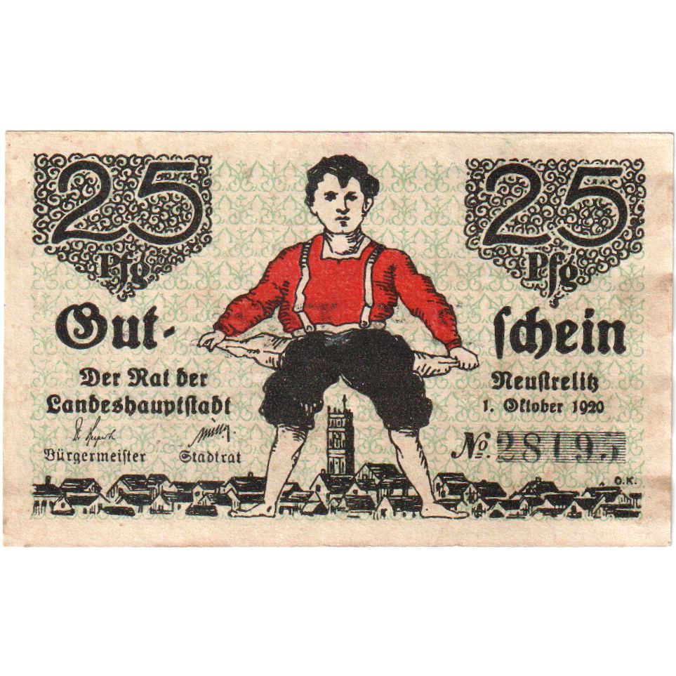 Germania, Neustrelitz Stadt, 25 Pfennig, Texte, 1920, 1920-10-01, SPL