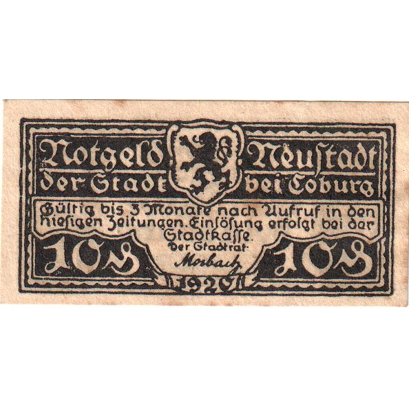 Deutschland, Neustadt Sa.-Coburg Stadt, 10 Pfennig, valeur faciale, 1920, VZ+