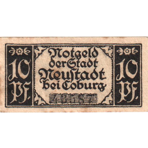 Deutschland, Neustadt Sa.-Coburg Stadt, 10 Pfennig, valeur faciale, 1920, VZ+