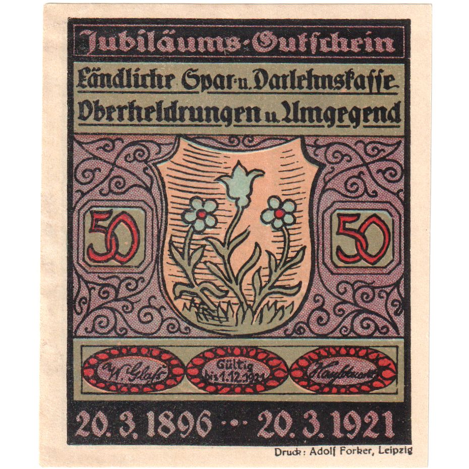 Deutschland, Oberheldrungen, 50 Pfennig, personnage, 1921, 1921-03-20, UNZ