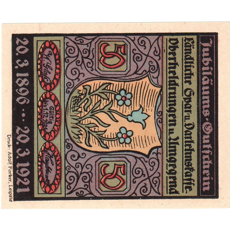Niemcy, Oberheldrungen, 50 Pfennig, paysage, 1921, 1921-03-20, UNC(65-70)