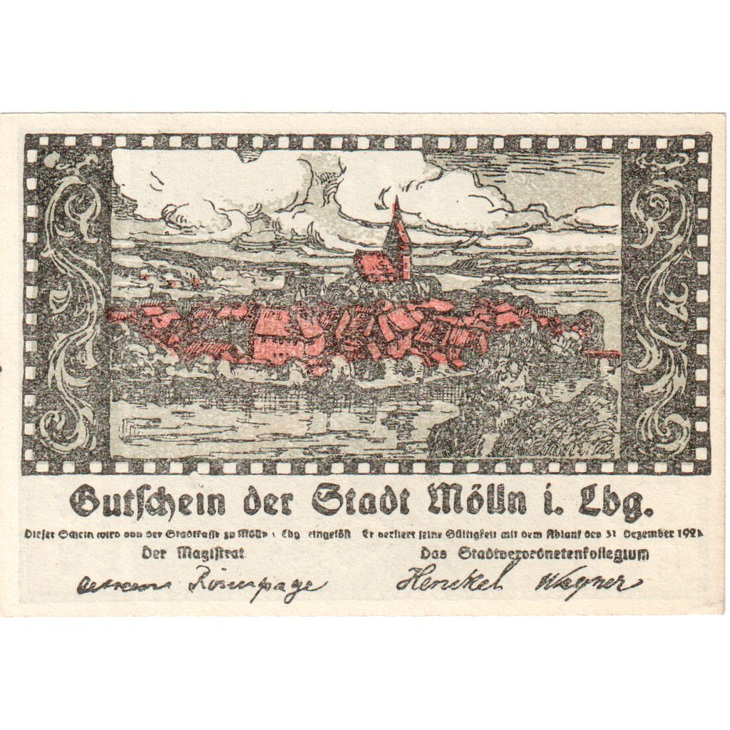 Germania, Mölln Stadt, 50 Pfennig, paysage 6, 1921, 1921-12-31, SPL, Mehl:M45.1