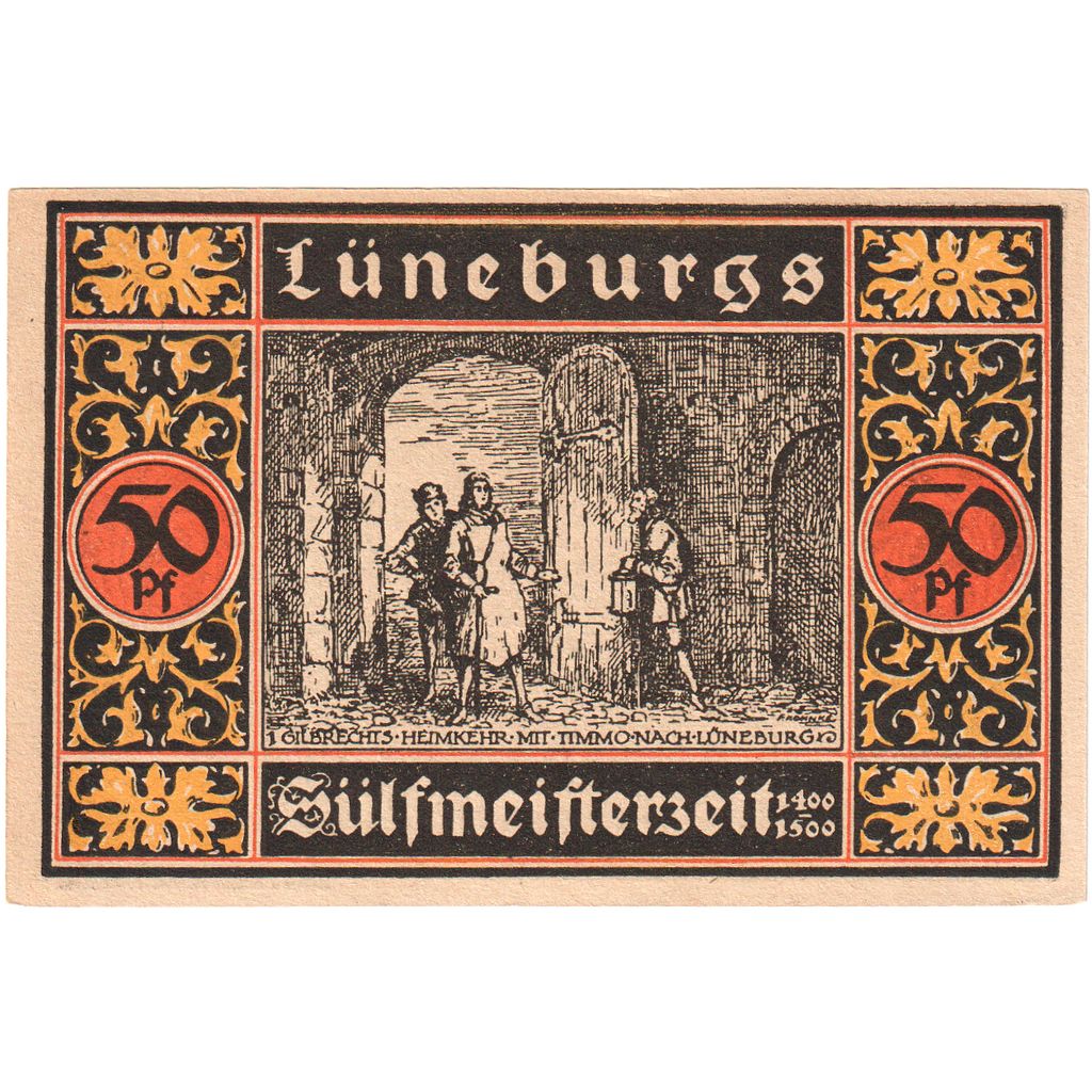 Germania, Luneburg Stadt, 50 Pfennig, personnage, 1921, SPL, Mehl:840.2