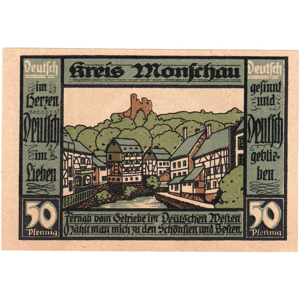 Germania, Monschau, 50 Pfennig, paysage, 1921, 1921-07-01, SPL, Mehl:897.1