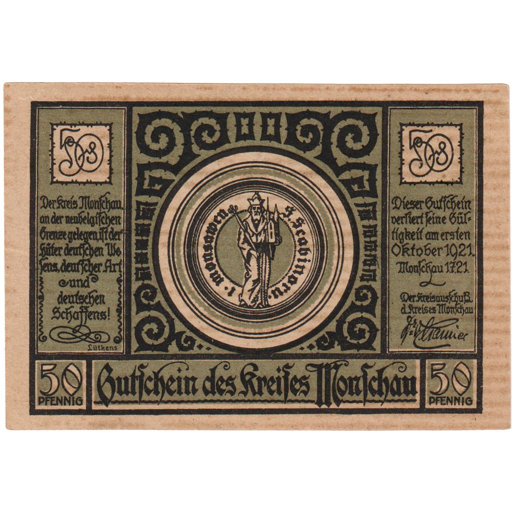 Germania, Monschau, 50 Pfennig, paysage, 1921, 1921-07-01, SPL, Mehl:897.1