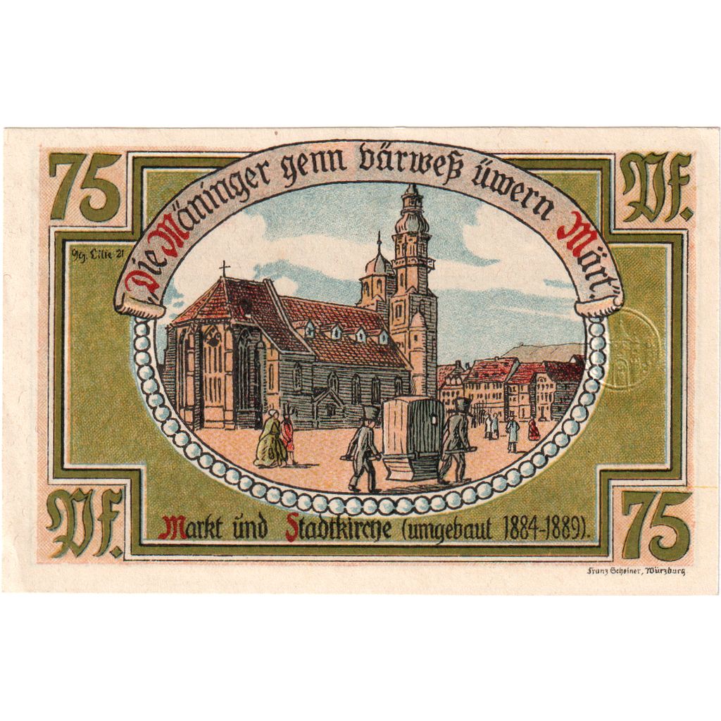 Deutschland, Meiningen, 75 Pfennig, Eglise, 1921, 1921-06-21, UNZ-, Mehl:877.2
