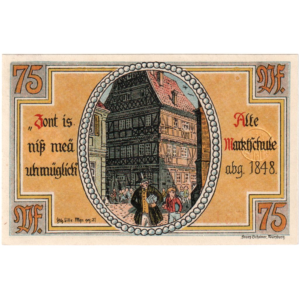 Deutschland, Meiningen, 75 Pfennig, personnage, 1921, 1921-06-21, UNZ-