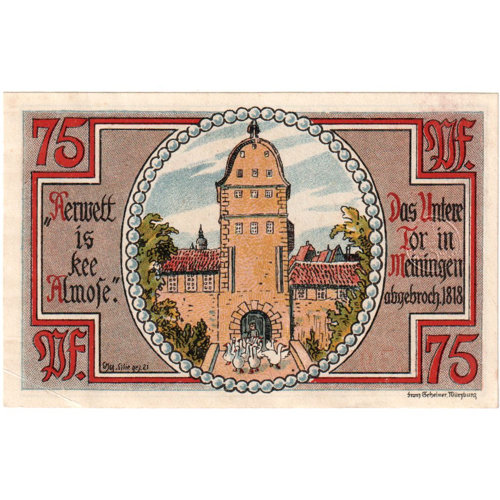 Deutschland, Meiningen, 75 Pfennig, porte, 1921, 1921-06-21, UNZ-, Mehl:877.2