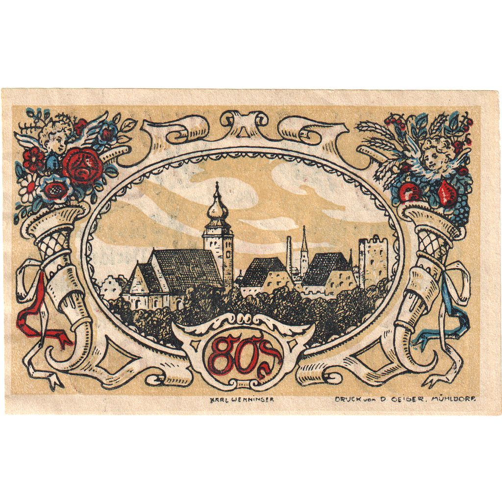 Deutschland, Mühldorf Stadt, 80 Pfennig, village, 1922, 1922-04-01, VZ+