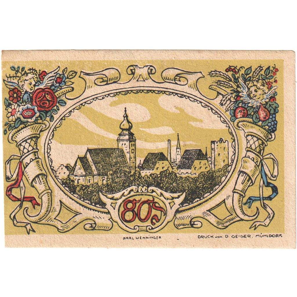 Deutschland, Mühldorf Stadt, 80 Pfennig, village 1, 1922, 1922-04-01, VZ+