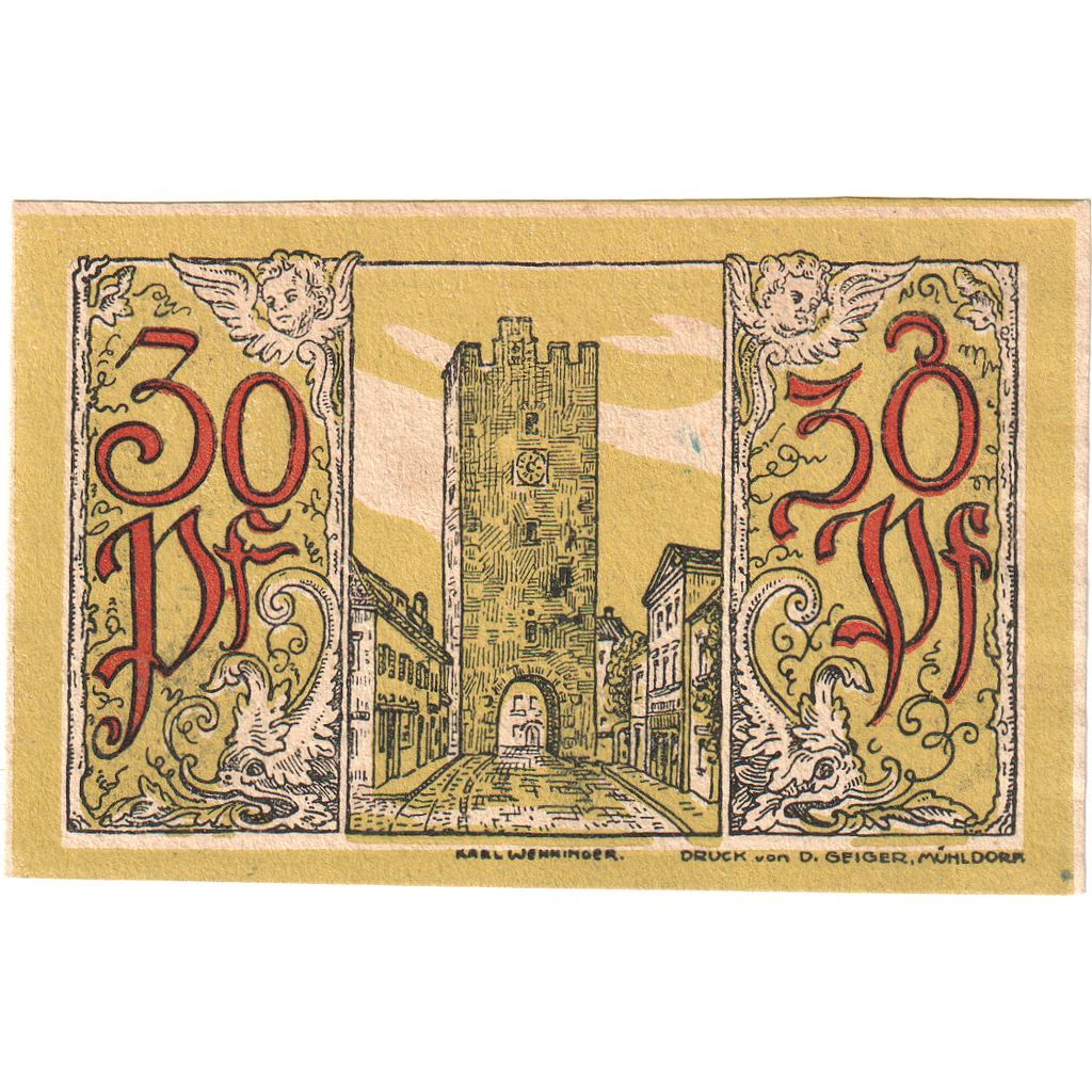 Deutschland, Mühldorf Stadt, 30 Pfennig, place, 1922, 1922-04-01, VZ+
