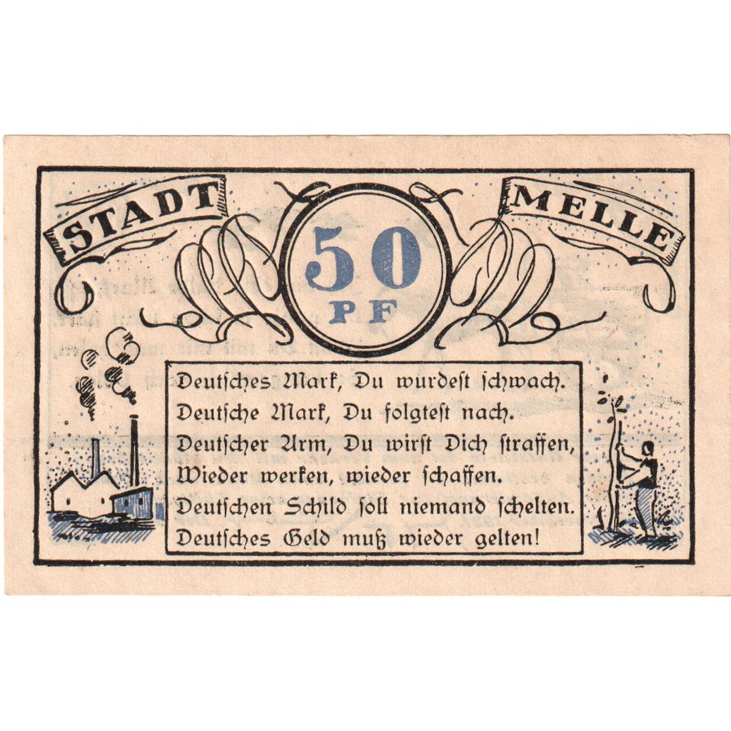 Germania, Melle, 50 Pfennig, personnage 1, 1921, SPL, Mehl:879.1