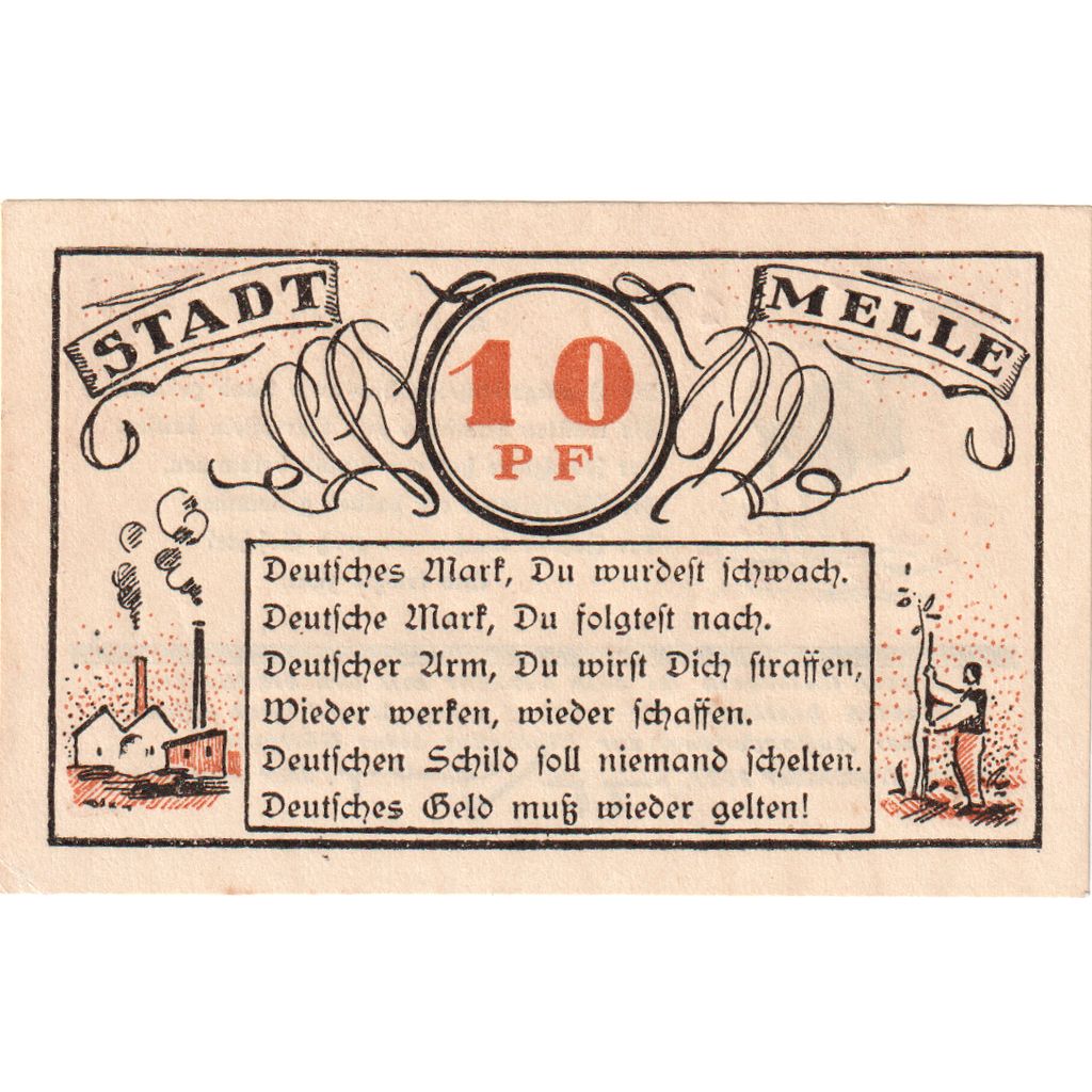 Deutschland, Melle, 10 Pfennig, personnage 3, 1921, VZ+, Mehl:879.1