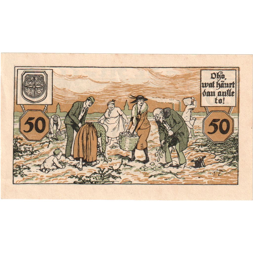Geldschein, Deutschland, Melle, 50 Pfennig, personnage, 1920, UNZ- Mehl:M27.7c