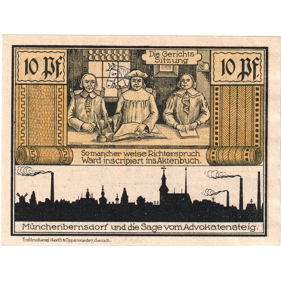 Deutschland, Munchenbernsdorf, 10 Pfennig, personnage, 1921, 1921-09-01, UNZ