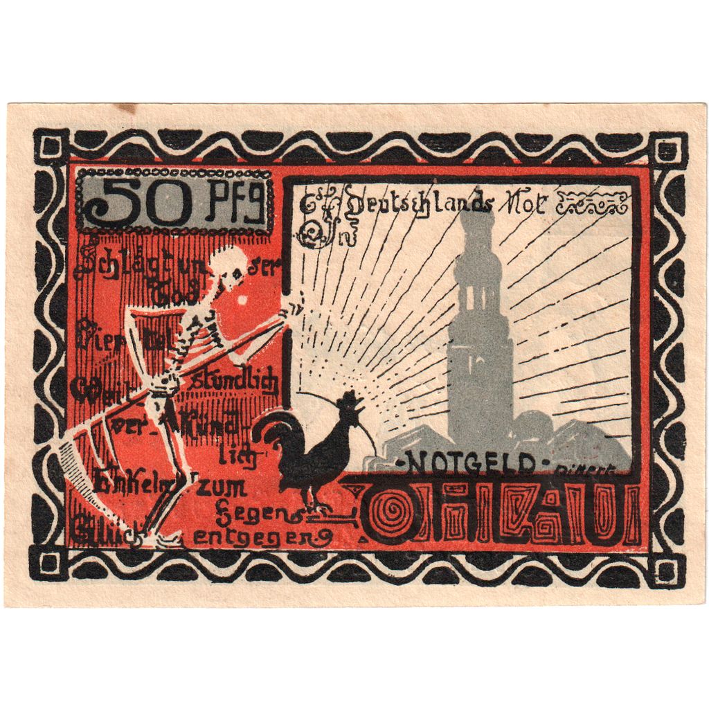 Alemanha, Ohlau Stadt, 50 Pfennig, personnage, 1921, AU(55-58), Mehl:1011.1