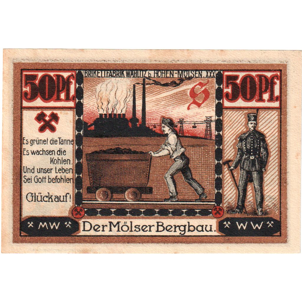 Niemcy, Hohenmölsen, 50 Pfennig, personnage, O.D, UNC(65-70), Mehl:621.2
