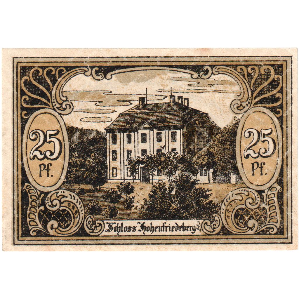 Niemcy, Hohenfriedeberg, 25 Pfennig, Eglise, O.D, UNC(65-70), Mehl:620.1