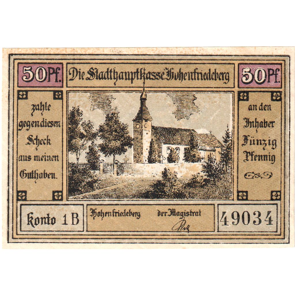 Deutschland, Hohenfriedeberg, 50 Pfennig, guerre, O.D, UNZ-, Mehl:620.1