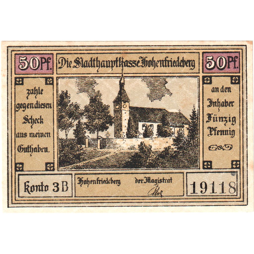 Deutschland, Hohenfriedeberg, 50 Pfennig, Bataille, O.D, UNZ-, Mehl:620.1