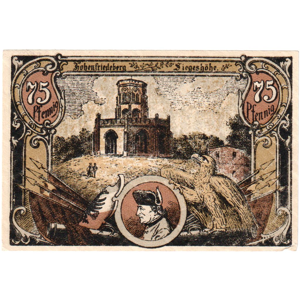 Germania, Hohenfriedeberg, 75 Pfennig, Monument, O.D, SPL, Mehl:620.1