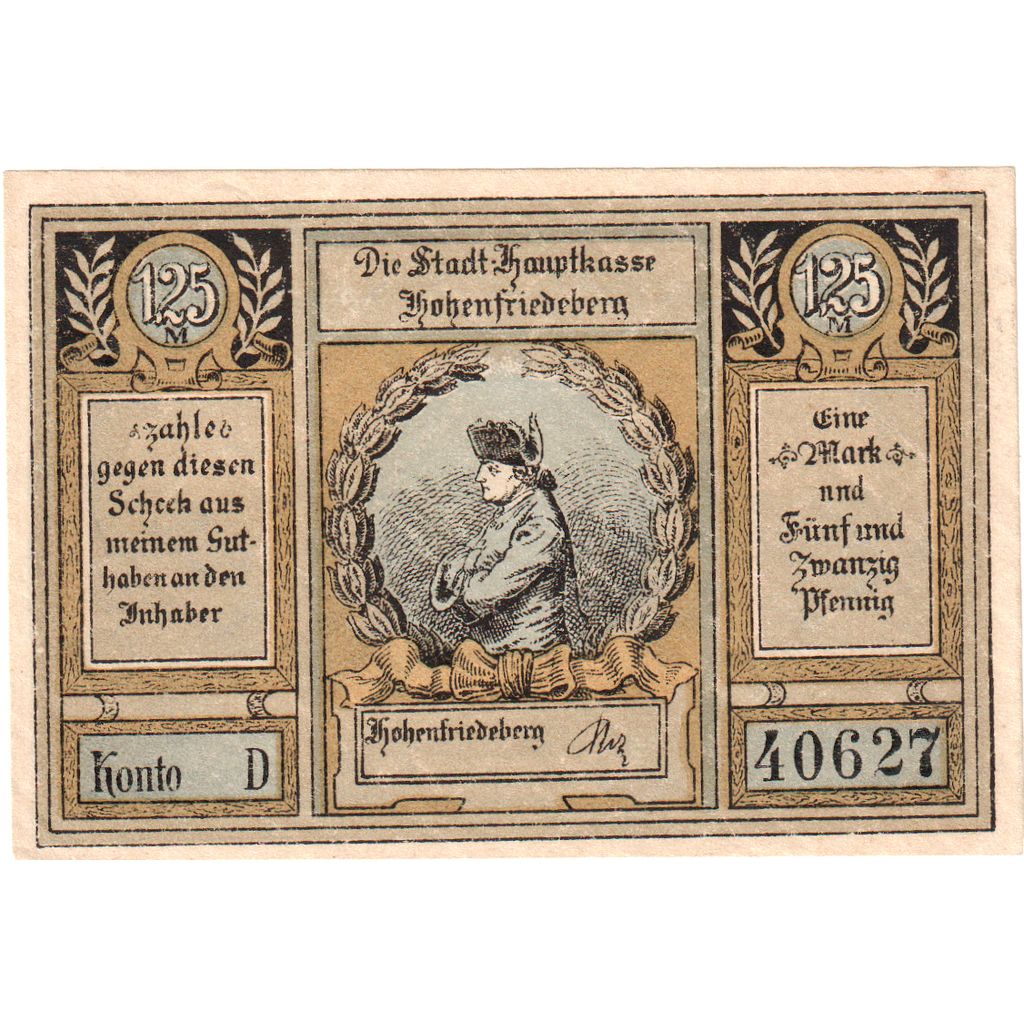 Deutschland, Hohenfriedeberg, 1.25 Mark, paysage, O.D, UNZ-, Mehl:620.1