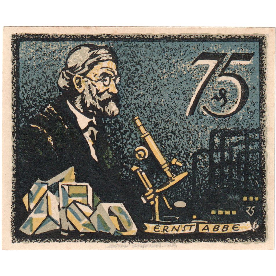 Banconote, Germania, Jena Stadt, 75 Pfennig, personnage, 1921, 1921-05-01, SPL