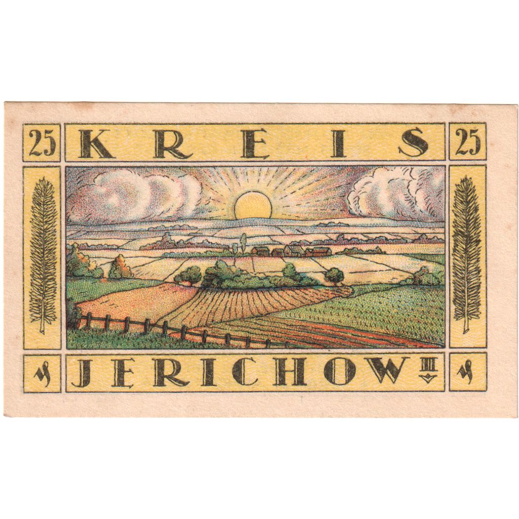 Niemcy, Jerichow, 25 Pfennig, champs, 1921, 1921-07-01, UNC(65-70), Mehl:658.1a