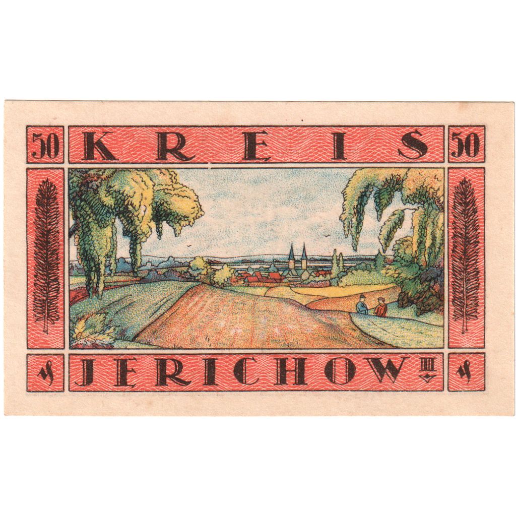 Niemcy, Jerichow, 50 Pfennig, paysage, 1921, 1921-07-01, UNC(65-70), Mehl:658.2