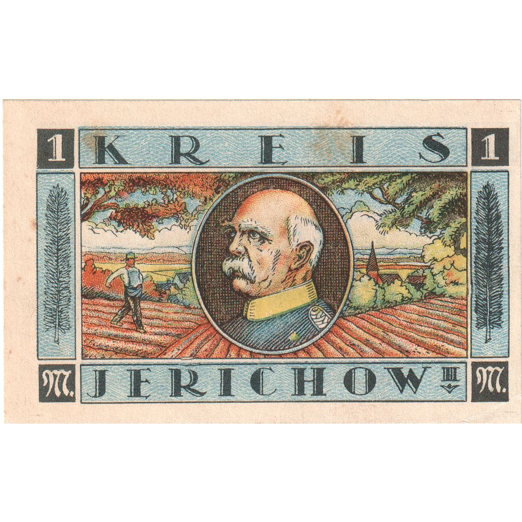Deutschland, Jerichow, 1 Mark, portrait, 1921, 1921-07-01, VZ, Mehl:658.2