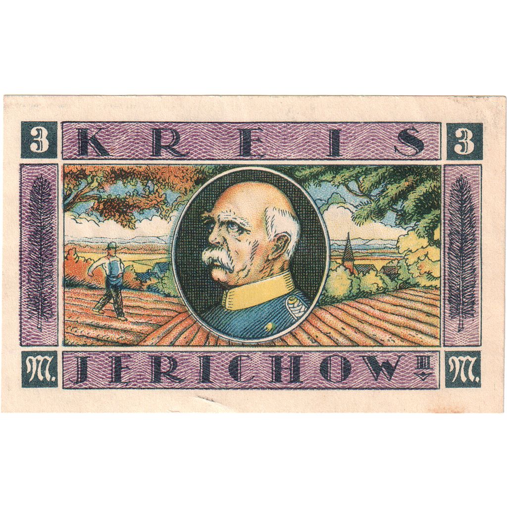 Deutschland, Jerichow, 3 Mark, portrait, 1921, 1921-07-01, UNZ, Mehl:658.2
