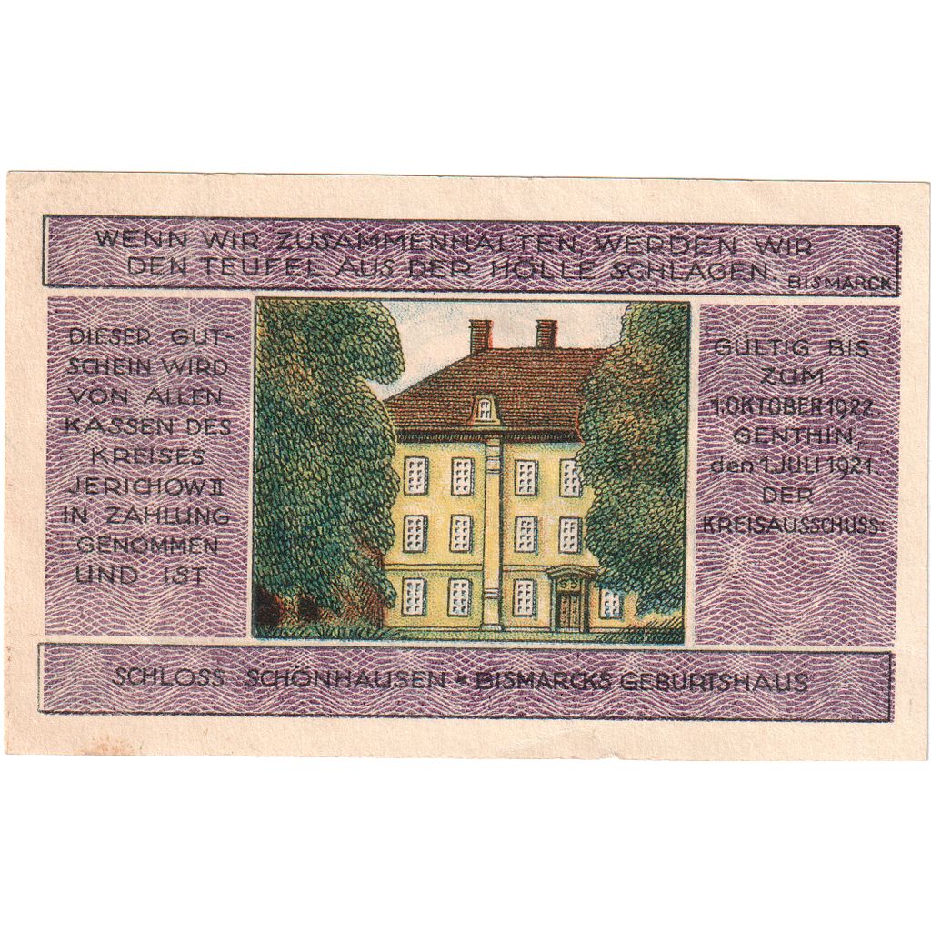 Deutschland, Jerichow, 3 Mark, portrait, 1921, 1921-07-01, UNZ, Mehl:658.2
