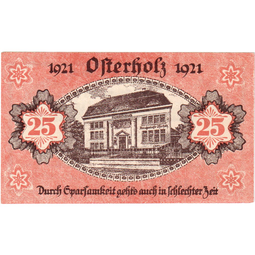 Niemcy, Osterholz Amtssparkasse, 25 Pfennig, Palais de Justice, 1921
