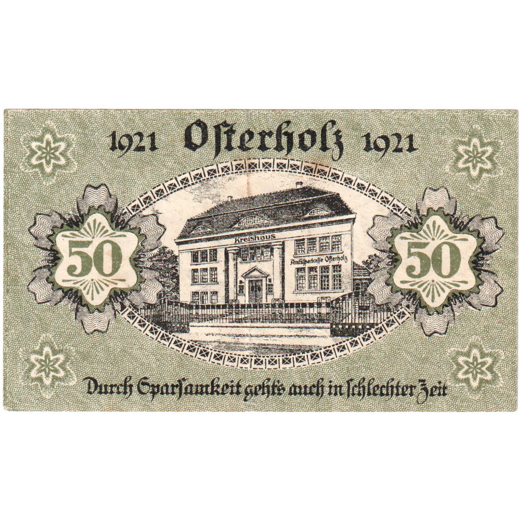 Niemcy, Osterholz Amtssparkasse, 50 Pfennig, Palais de Justice, 1921