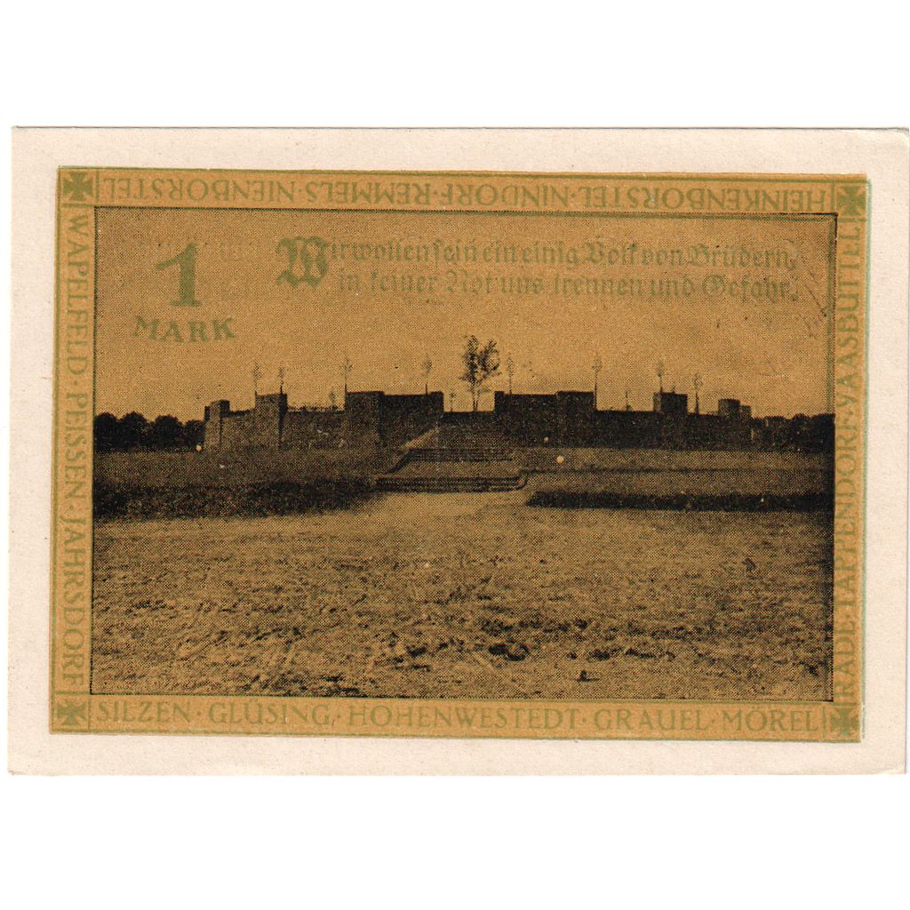 Deutschland, Hohenwestedt, 1 Mark, rempart, 1921, 1921-07-03, VZ+, Mehl:622.1