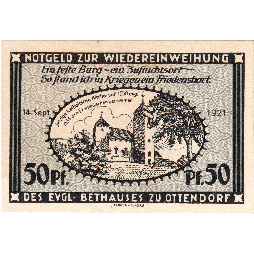 Niemcy, Otterndorf a. Elbe Stadt, 50 Pfennig, Maison, 1921, 1921_09_14