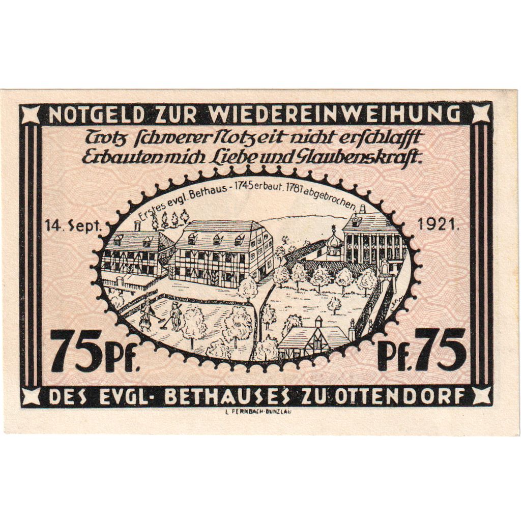 Germania, Otterndorf a. Elbe Stadt, 75 Pfennig, village, 1921, 1921_09_14, FDS
